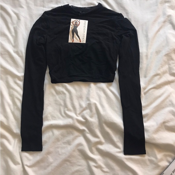 naked wardrobe Tops - Naked Wardrobe Mesh Long Sleeve Crop Top